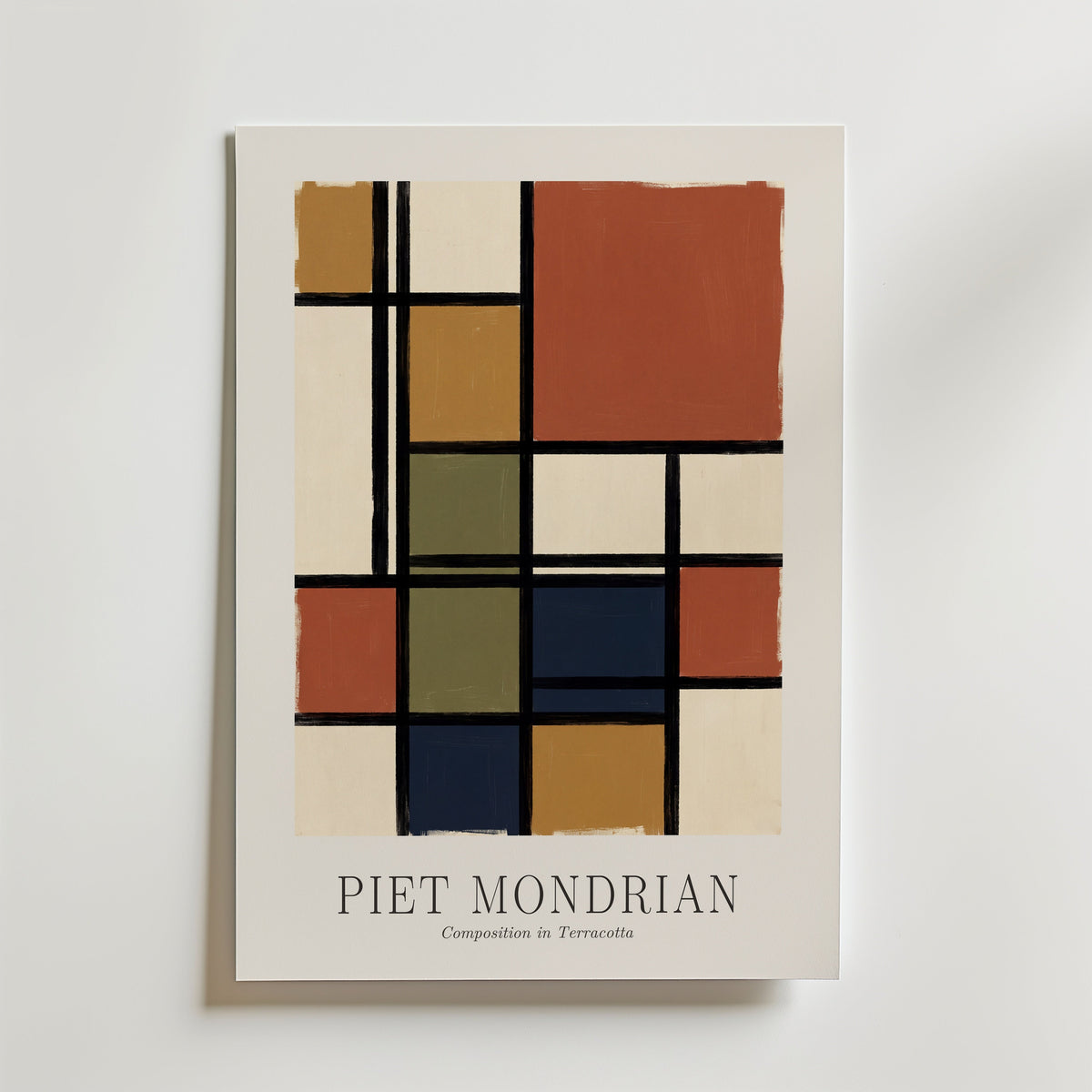 Piet Mondrian Composition in Terracotta Poster – med passepartout