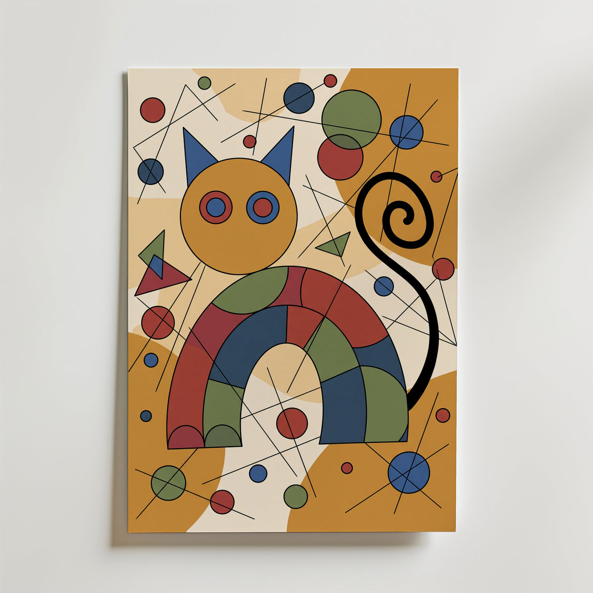 Wassily Kandinsky Geometric Cat Poster – canvas utan passepartout