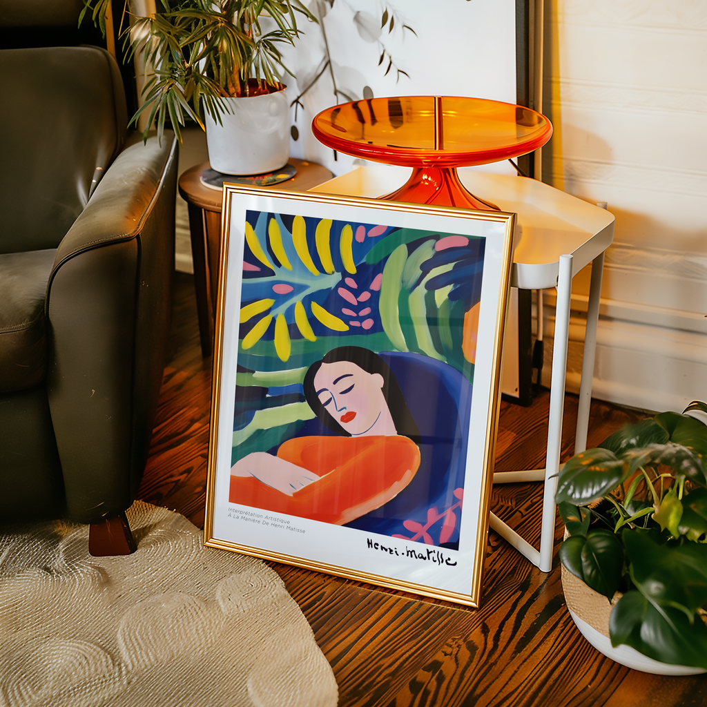 Mockup av Sieste Tropicale Matisse affisch på vägg – köp enkelt hos Posternord i hög kvalitet
