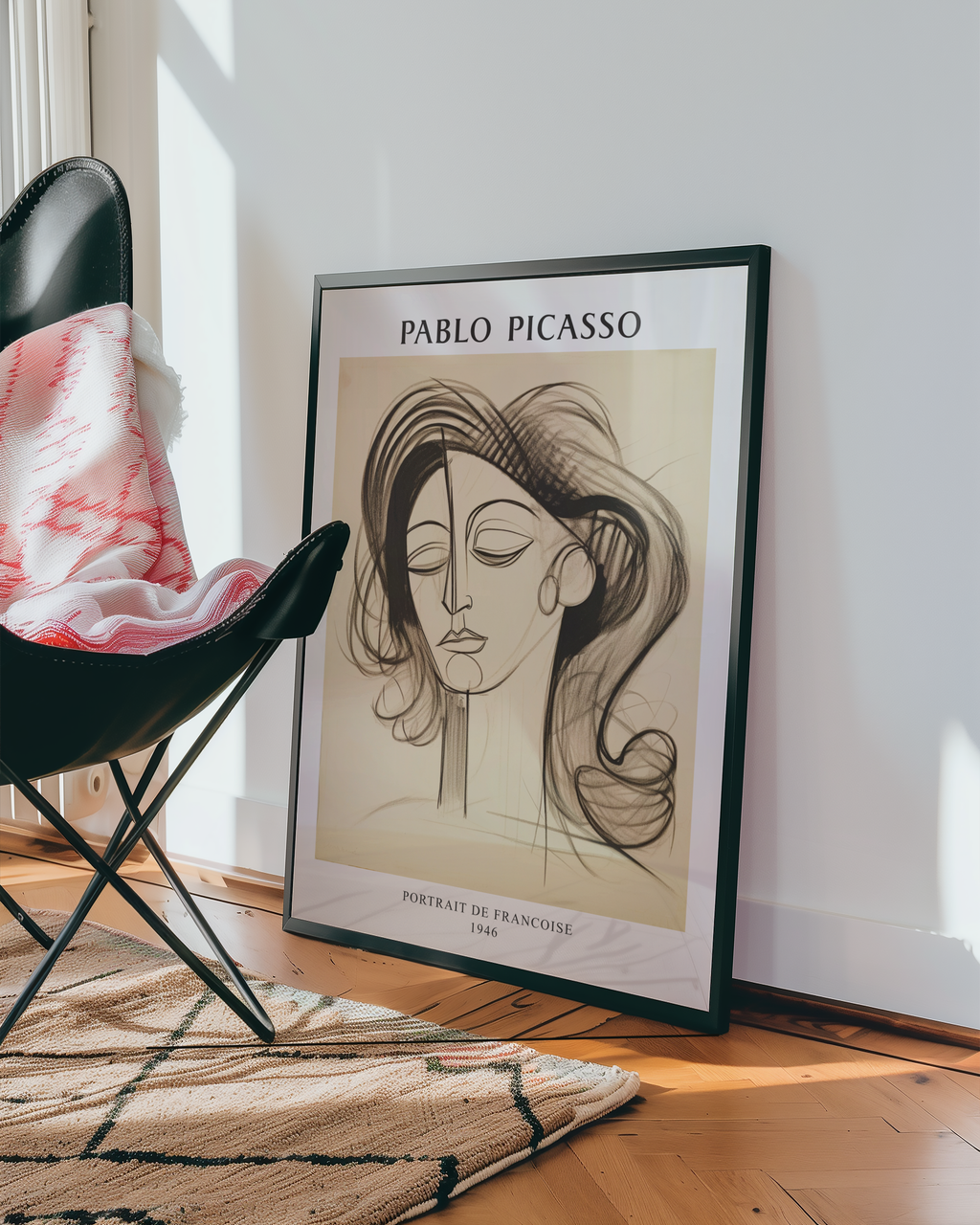 Mockup av Picasso Serene Elegance affisch på vägg – köp enkelt hos Posternord i hög kvalitet