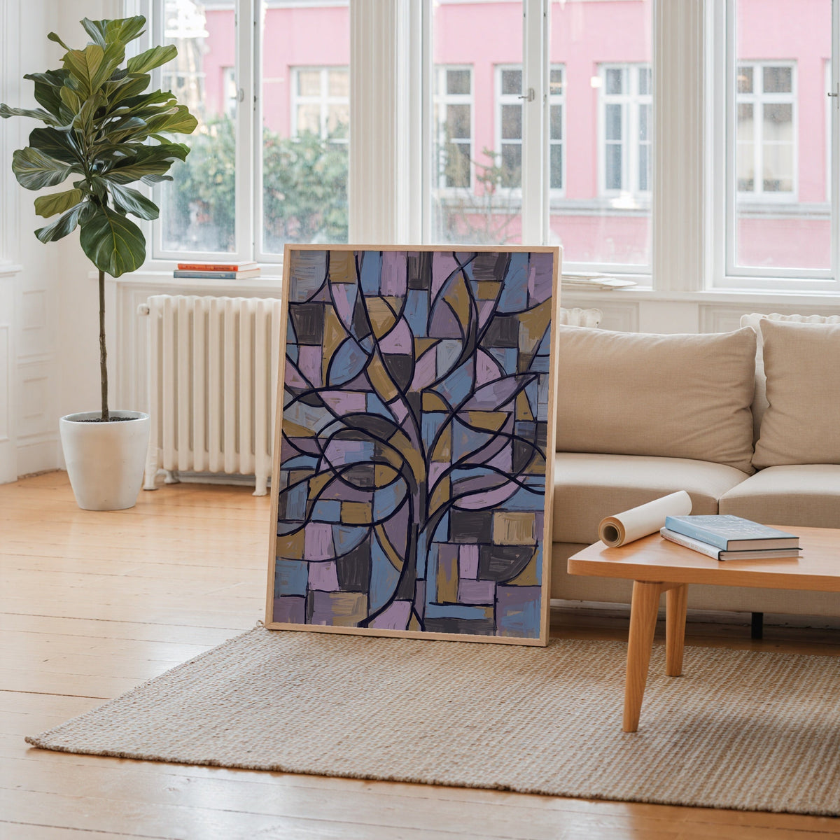 Piet Mondrian Blossoming Tree in Blue Poster – i rum 2