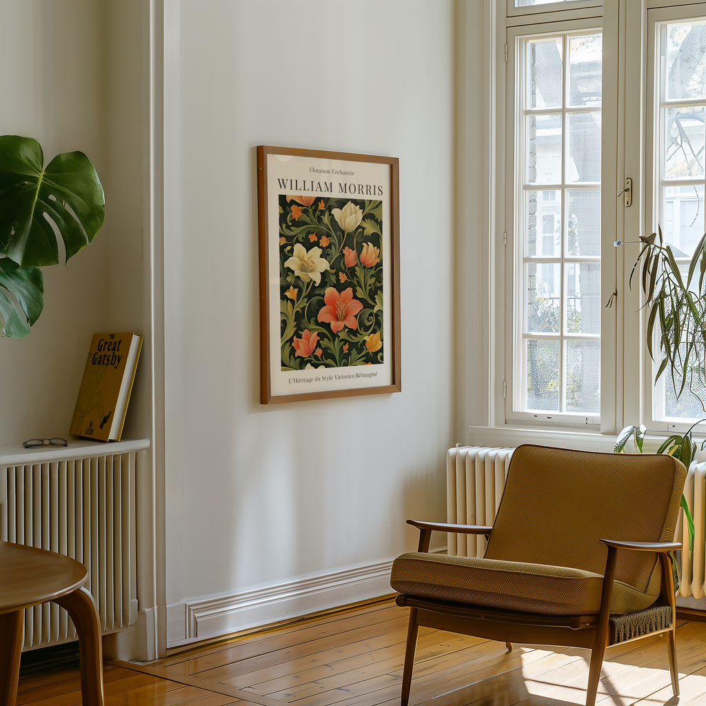 Mockup av Floraison Enchantée William affisch på vägg – köp enkelt hos Posternord i hög kvalitet