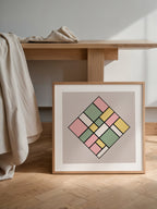 Piet Mondrian Pastel Lozenge Poster – i rum 1