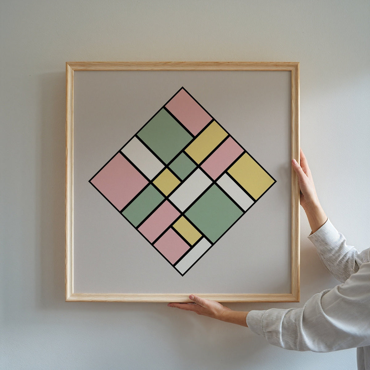Piet Mondrian Pastel Lozenge Poster – i rum 3