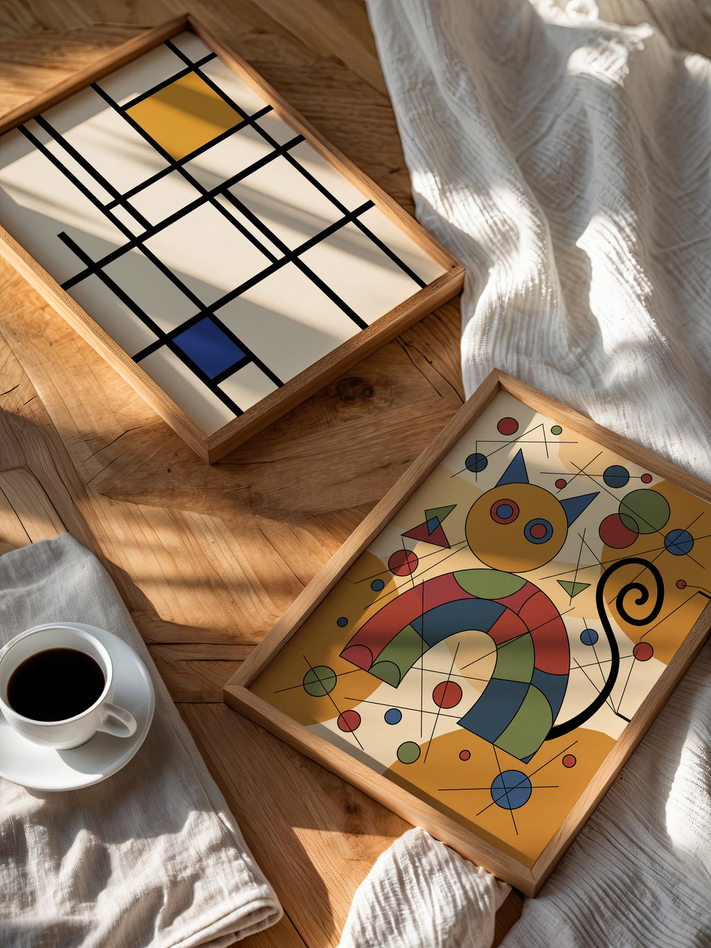 Wassily Kandinsky Geometric Cat Poster – två posters i rum 1
