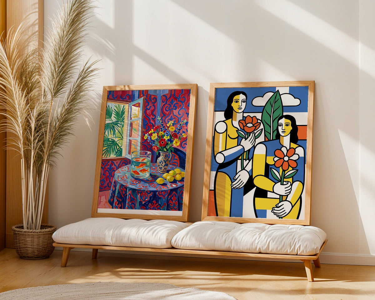 Fernand Leger Women with Flowers Poster – två posters i rum 2