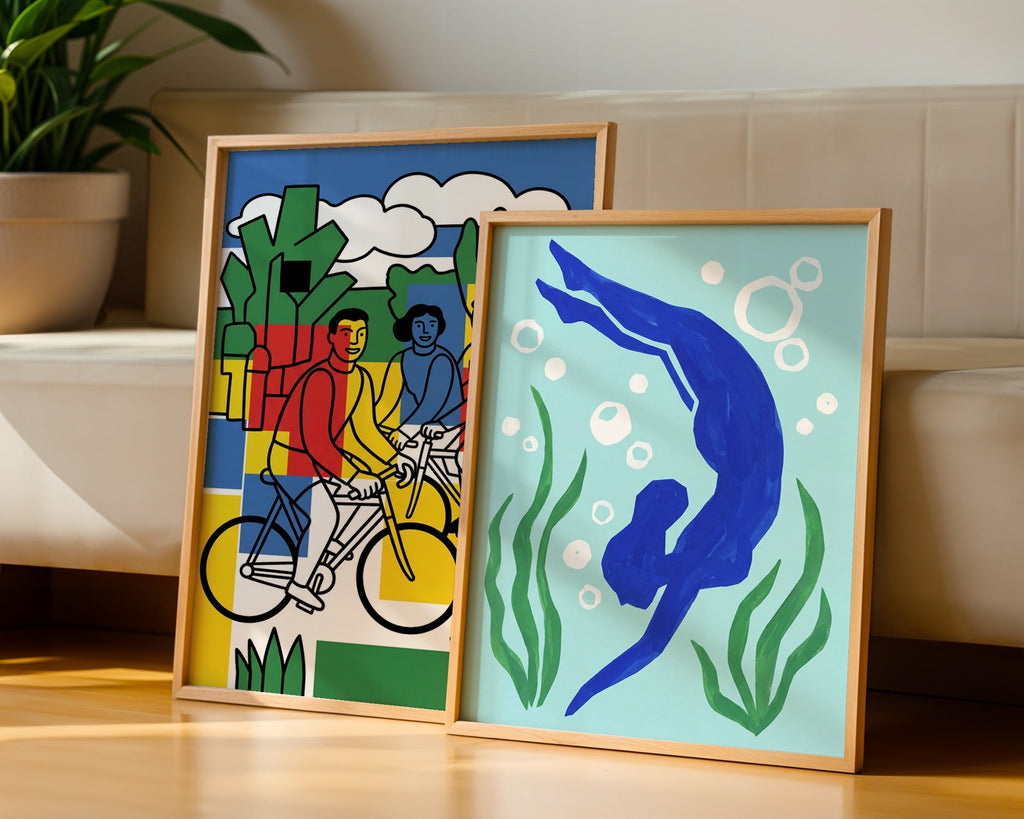 Henri Matisse The Swimmer Poster – två posters i rum 2