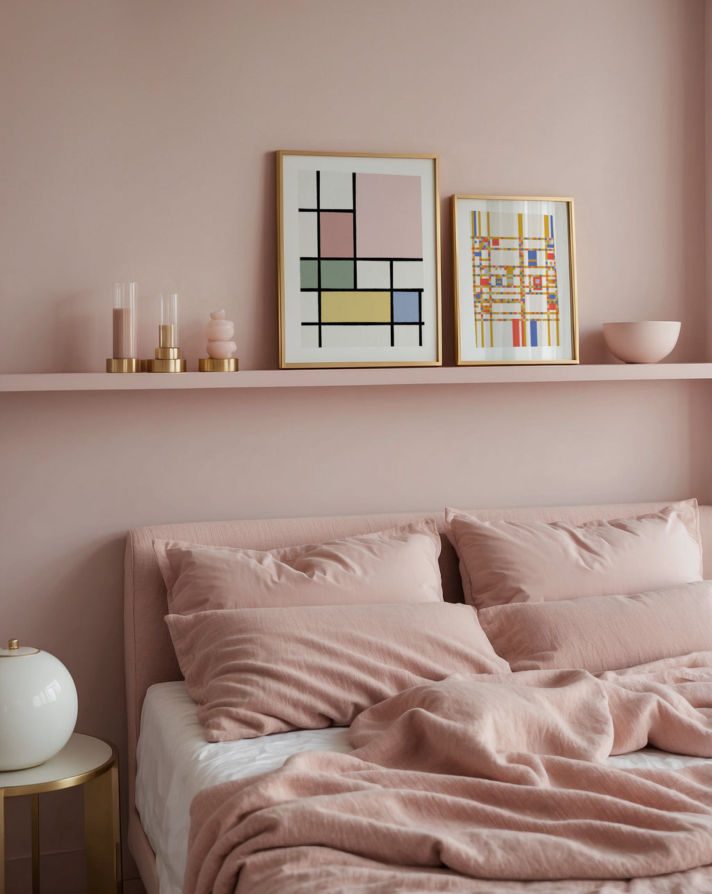 Piet Mondrian Composition in Pastel Poster – två posters i rum 3