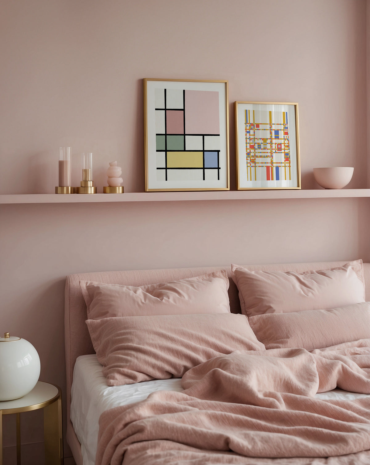 Piet Mondrian Composition in Pastel Poster – två posters i rum 3