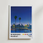 Mockup av Hiroshi Nagai Tokyo Bridge affisch på vägg – köp enkelt hos Bozetto i hög kvalitet