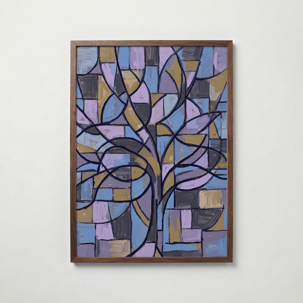 Piet Mondrian Blossoming Tree in Blue Poster – valnötsram