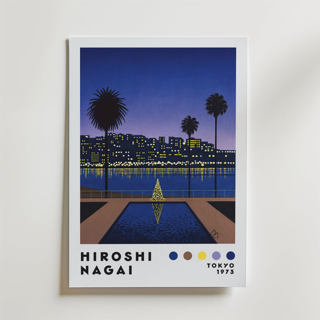 Mockup av Hiroshi Nagai Evening affisch på vägg – köp enkelt hos Posternord i hög kvalitet