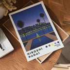 Väggmockup av Hiroshi Nagai Evening affisch på ljus vägg – Posternord konsttryck – nr 2