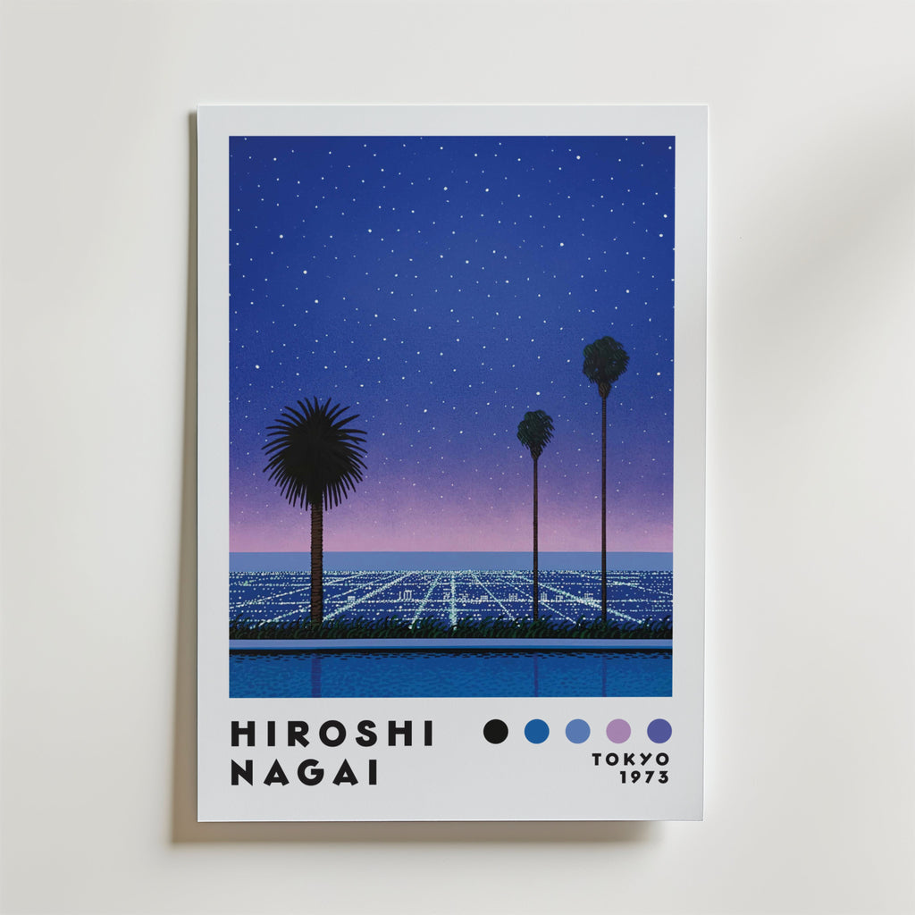 Mockup av Hiroshi Nagai City Lights affisch på vägg – köp enkelt hos Posternord i hög kvalitet