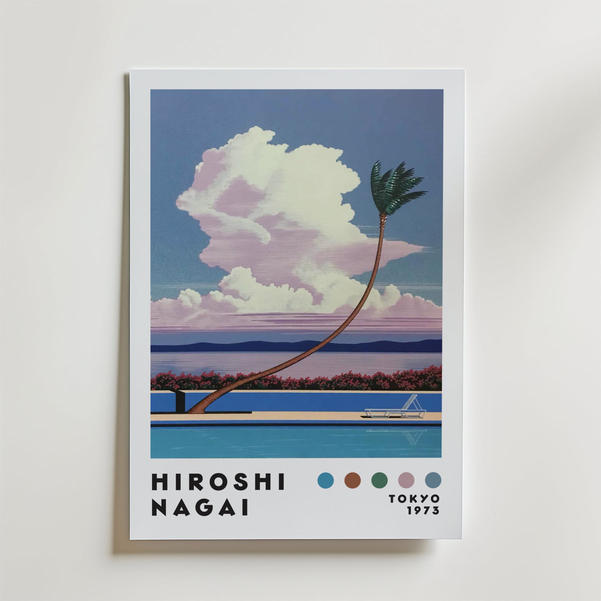 Mockup av Hiroshi Nagai Cloudside Palm affisch på vägg – köp enkelt hos Bozetto i hög kvalitet