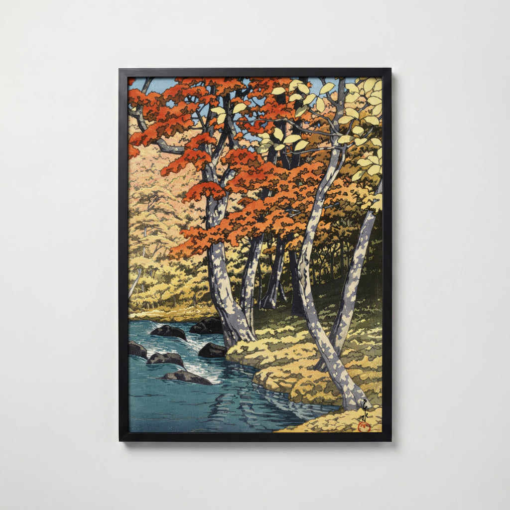 Autumn at Oirase Kawase i svart ram på vägg – köp enkelt hos Posternord affisch i hög kvalitet