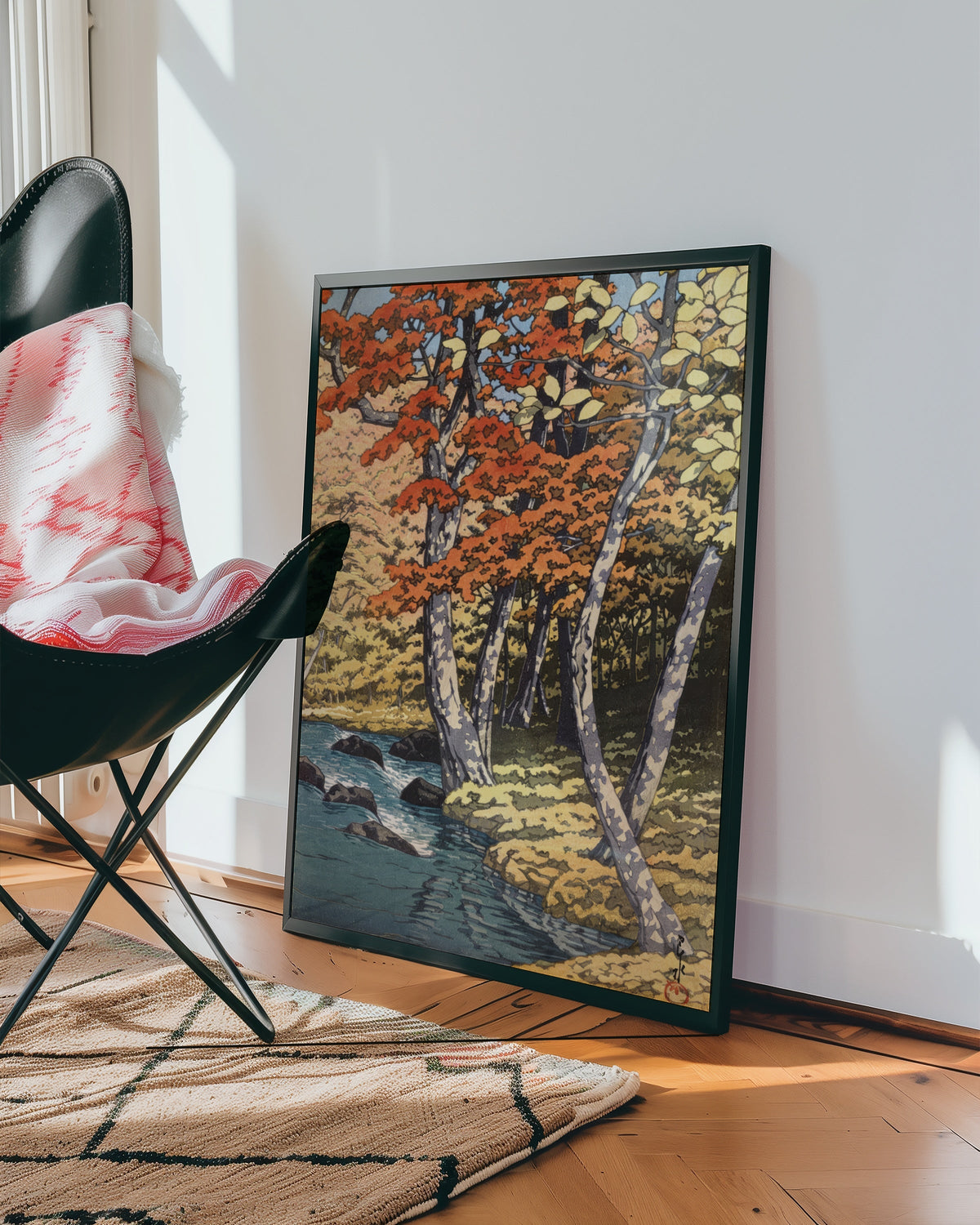 Autumn at Oirase Kawase affisch i ljust minimalistiskt vardagsrum – köp enkelt hos Posternord
