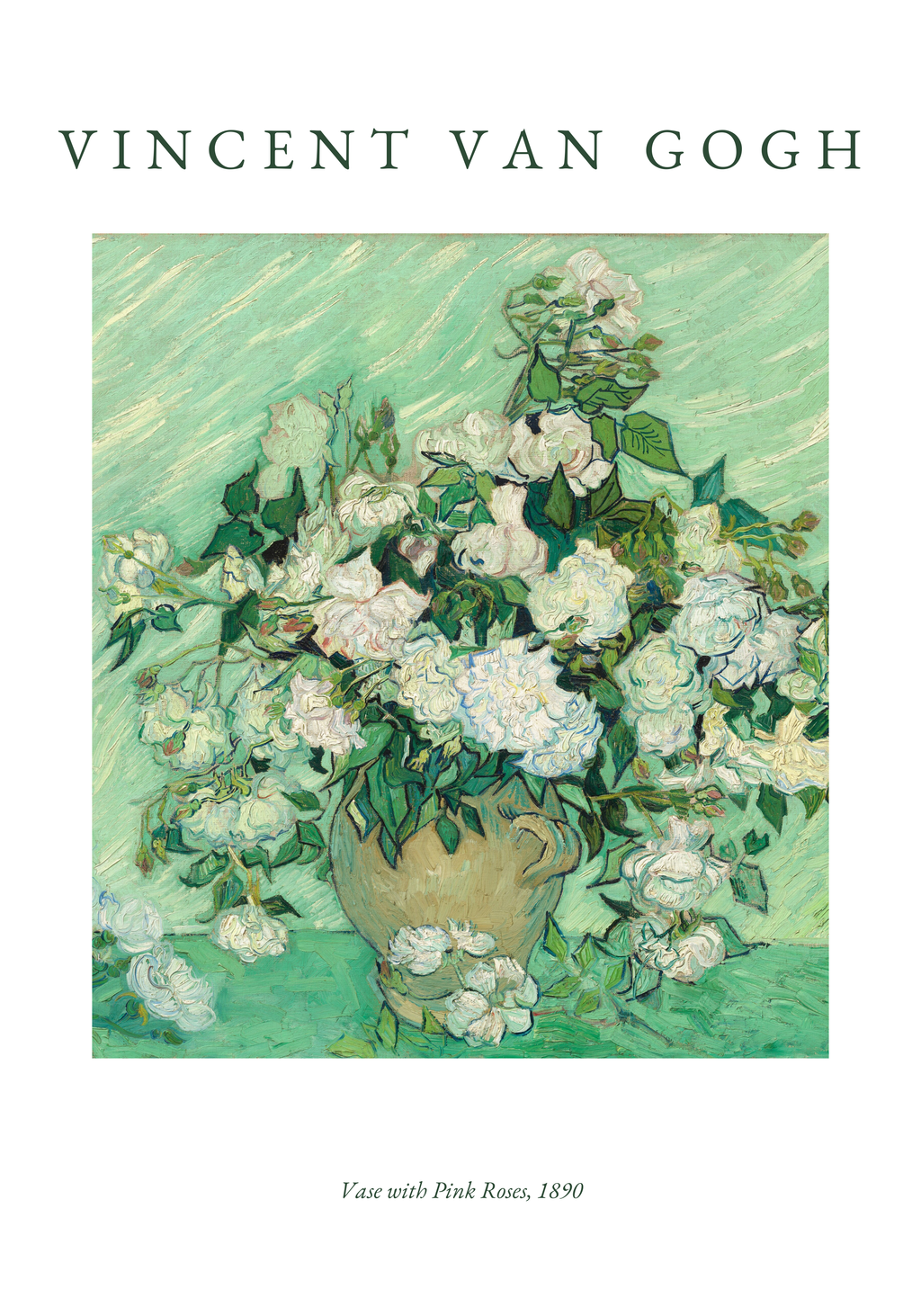 Van Gogh Vase With Pink Roses poster visad rakt fram – Posternord affisch i hög tryckkvalitet