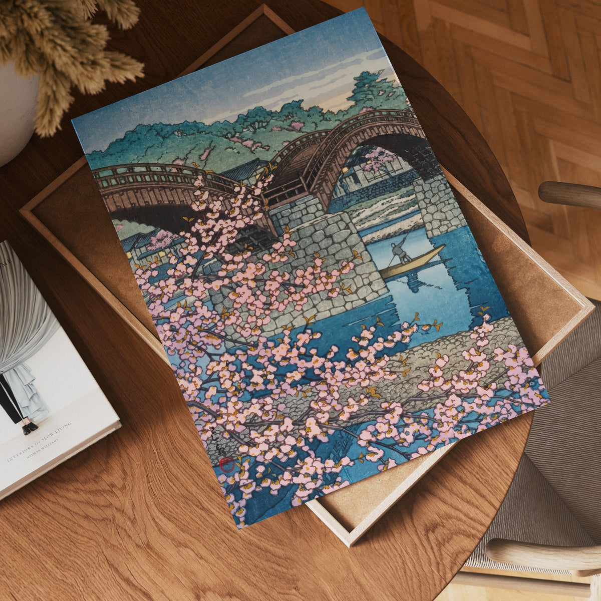 Spring Evening at Kintai Bridge affisch på neutral bakgrund – poster från Posternord