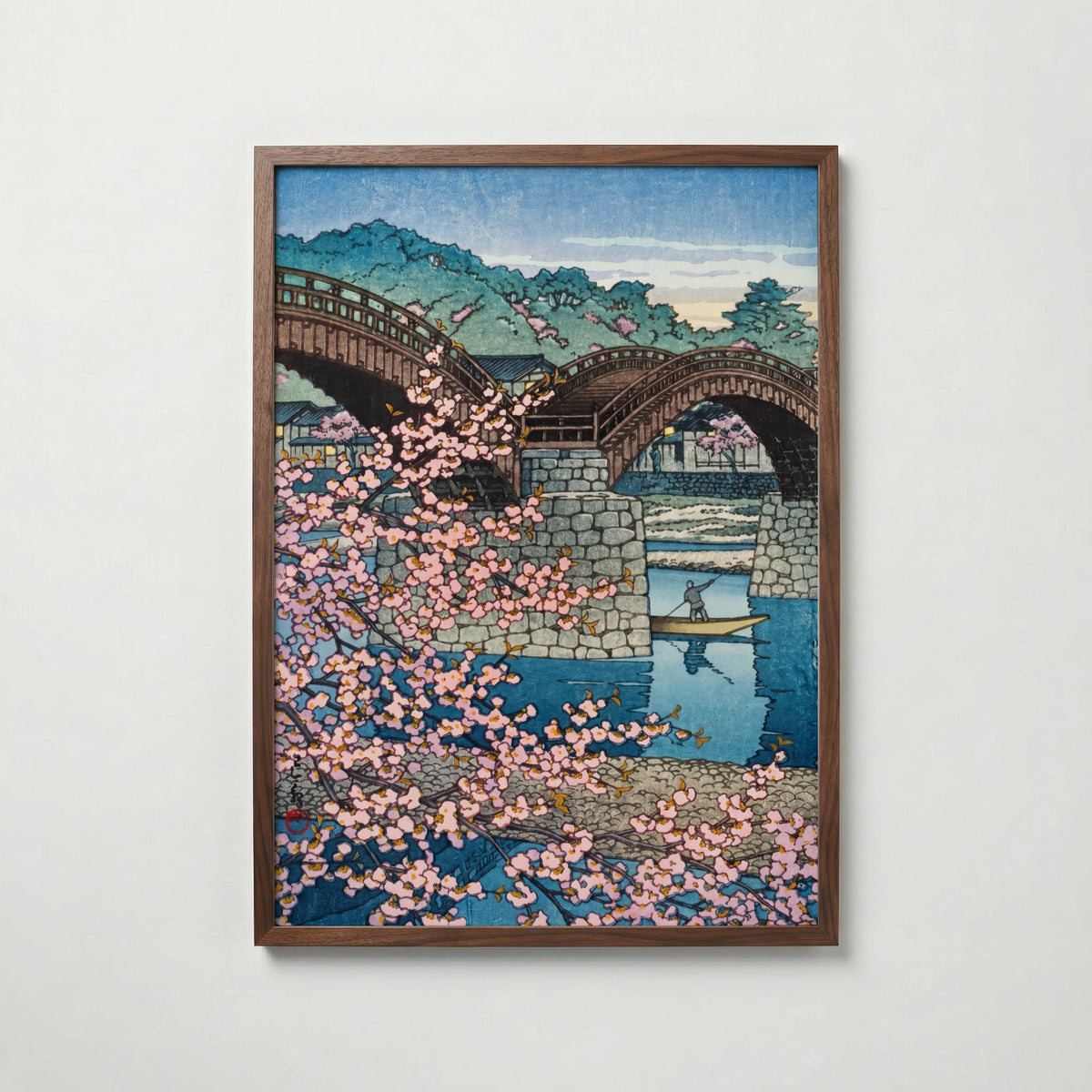 Spring Evening at Kintai i valnötsram med mörkt trä – köp enkelt hos Posternord i hög kvalitet