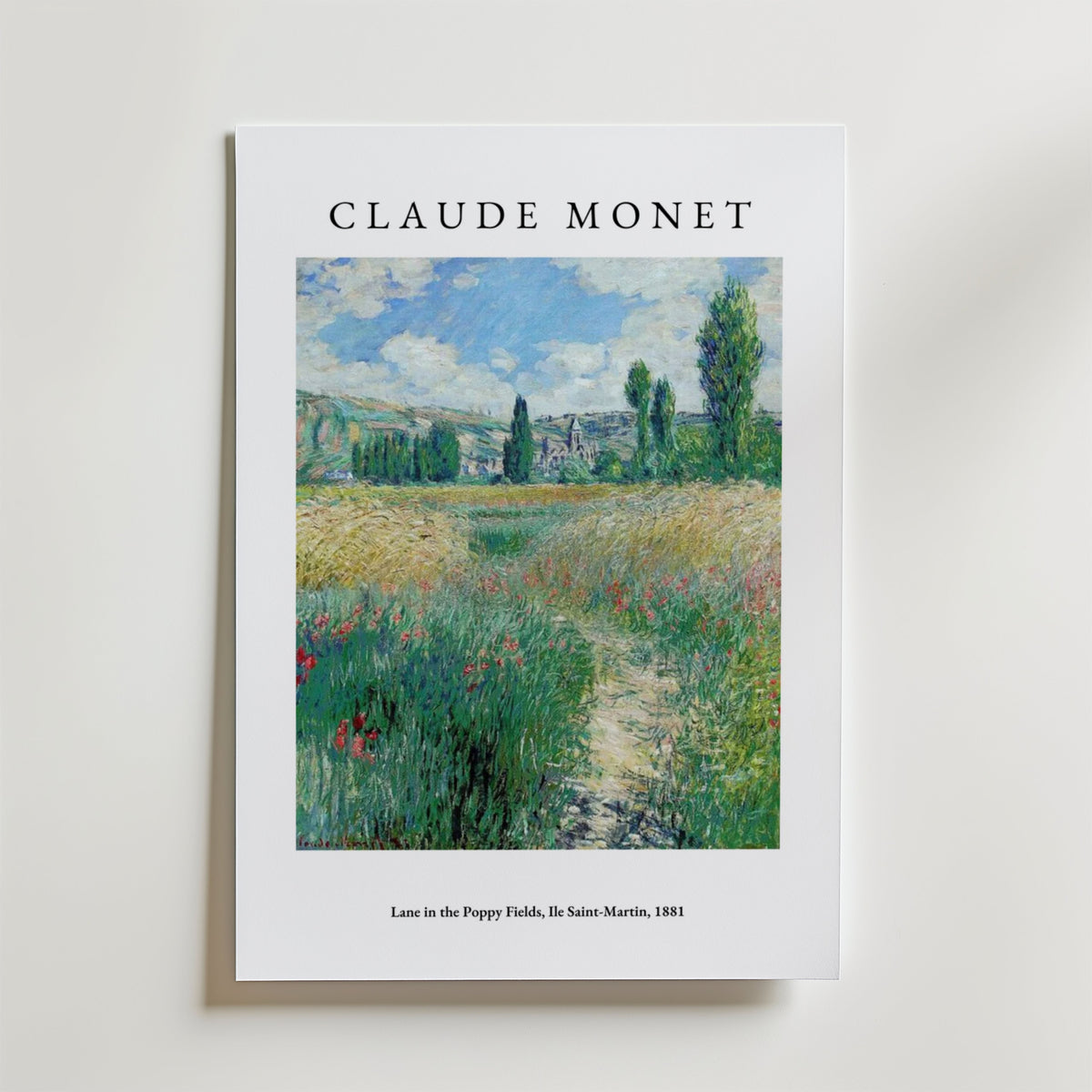Claude Monet Lane In The Poppy affisch på neutral bakgrund – poster från Posternord