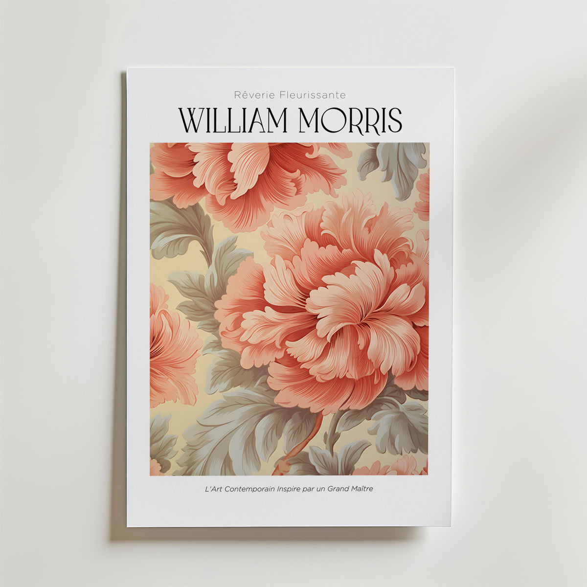 William Morris Coral Peony – stilfullt konsttryck från Bozetto, tryckt på matt finpapper