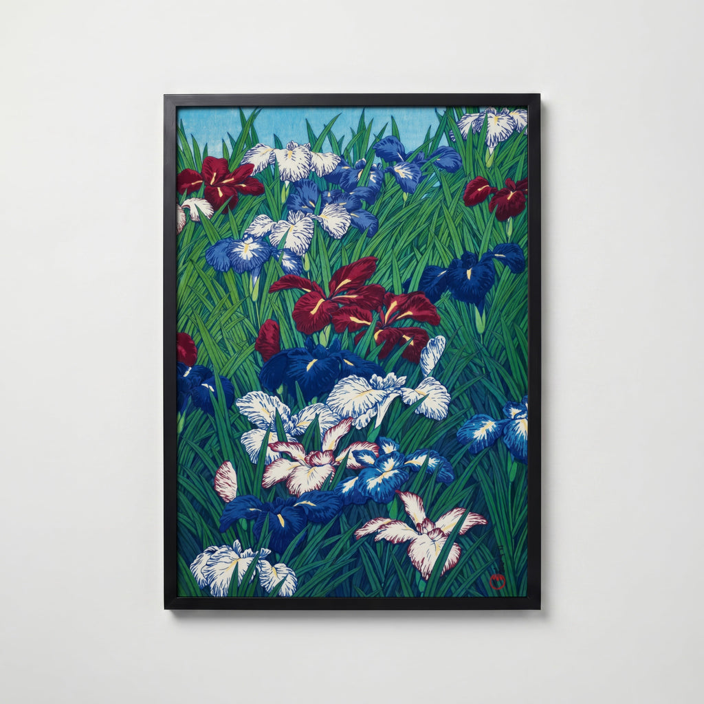 Ayame (Iris) Kawase Hasui i svart ram på vägg – köp enkelt hos Posternord affisch i hög kvalitet