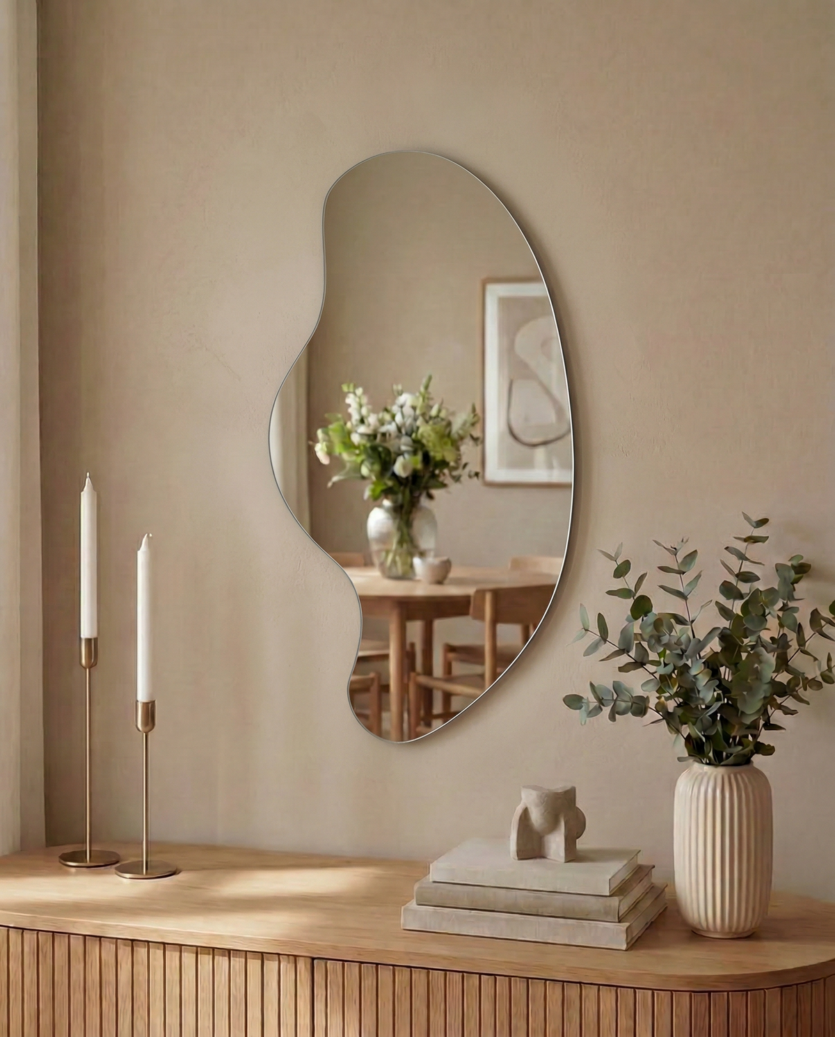 Roxen – Asymmetrisk spegel 40×80 cm – stilren designspegel för hall, badrum eller sovrum hos Posternord