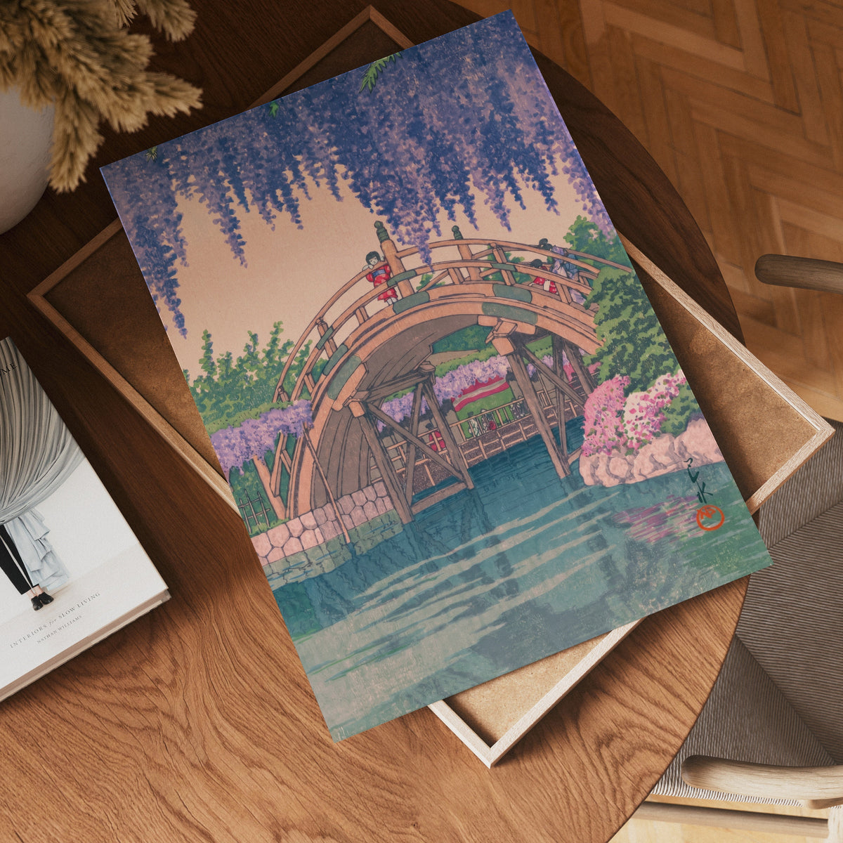 Wisteria at Kameido Kawase Hasui affisch på neutral bakgrund – poster från Posternord