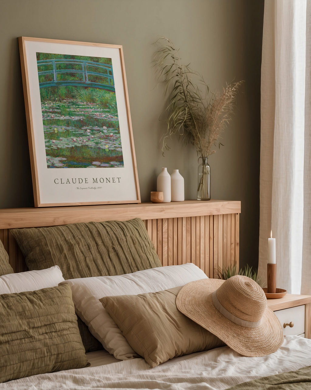 Mockup av Claude Monet Footbridge affisch på vägg – köp enkelt hos Posternord i hög kvalitet