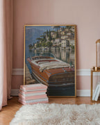 Marco Ricci Contessa at Bellagio Poster – klassisk ångbåt vid stranden i Bellagio vid Comosjön