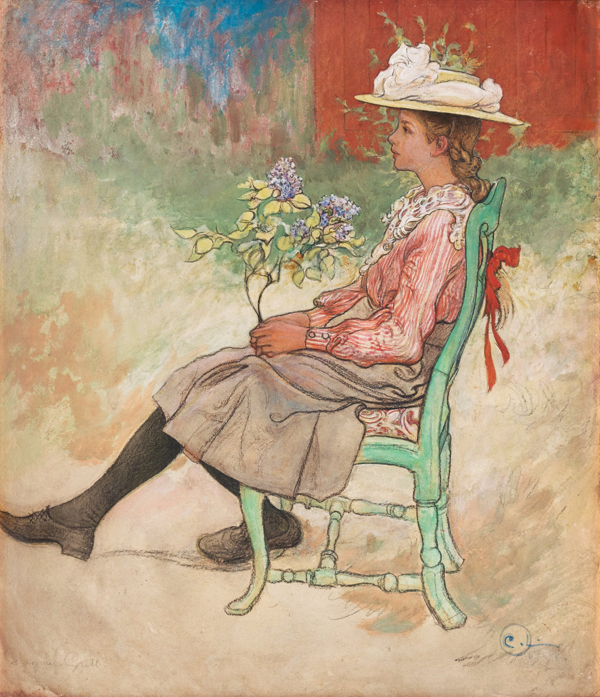 Carl Larsson Dagmar Grill 1909 – stilfullt konsttryck från Bozetto, tryckt på matt finpapper