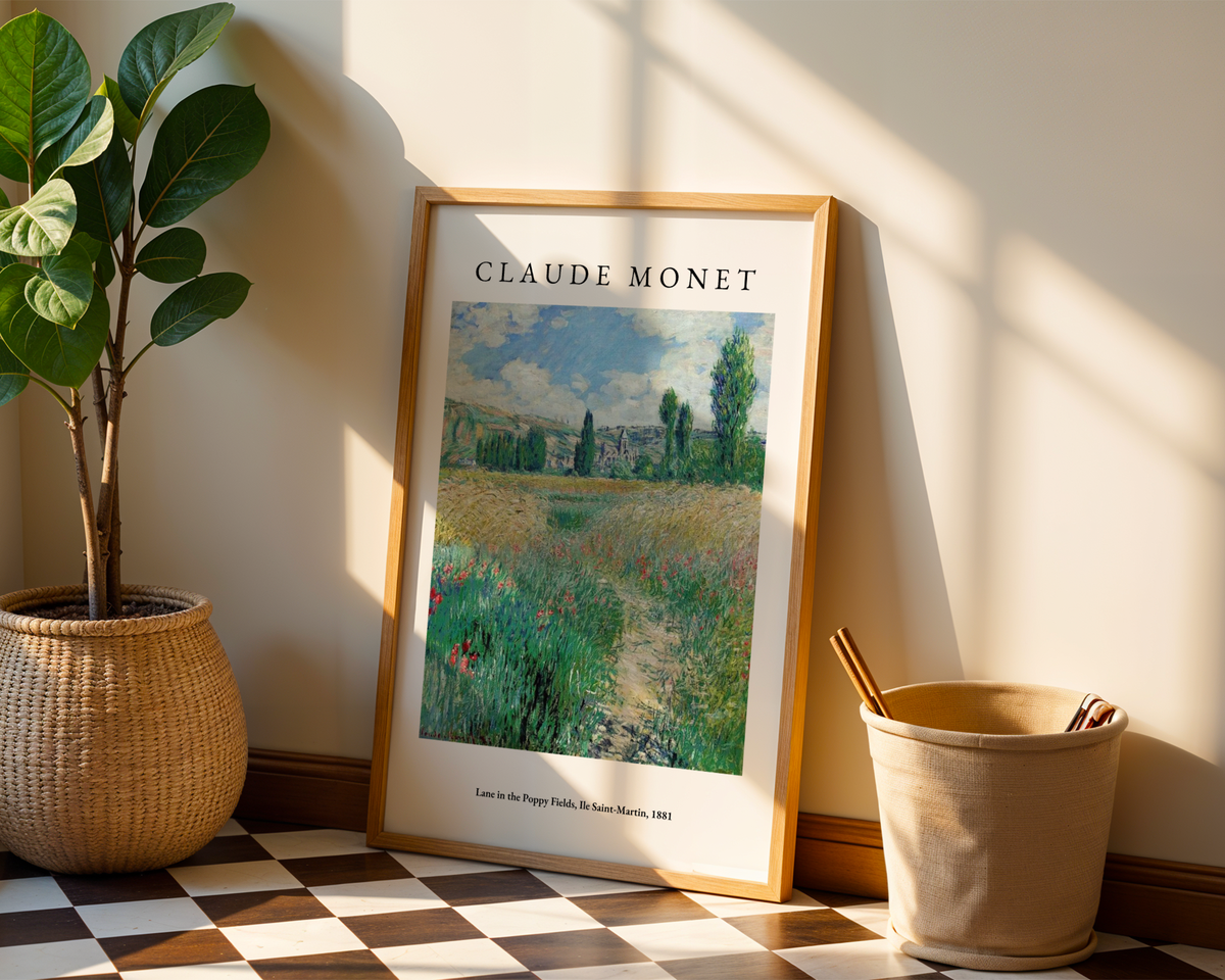 Mockup av Claude Monet Lane In The affisch på vägg – köp enkelt hos Posternord i hög kvalitet