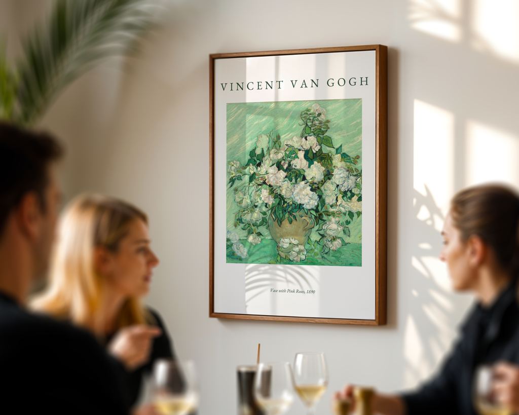 Van Gogh Vase With Pink poster visualiserad på vägg – från Posternord i hög kvalitet