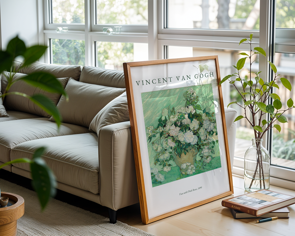 Mockup av Van Gogh Vase With Pink affisch på vägg – köp enkelt hos Posternord i hög kvalitet