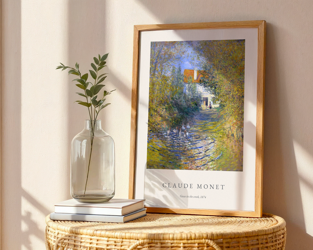 Mockup av Claude Monet Geese In The affisch på vägg – köp enkelt hos Posternord i hög kvalitet