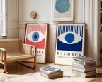 Väggmockup av Bauhaus Blue Eye affisch på ljus tegelvägg – Posternord konsttryck i hög tryckkvalitet