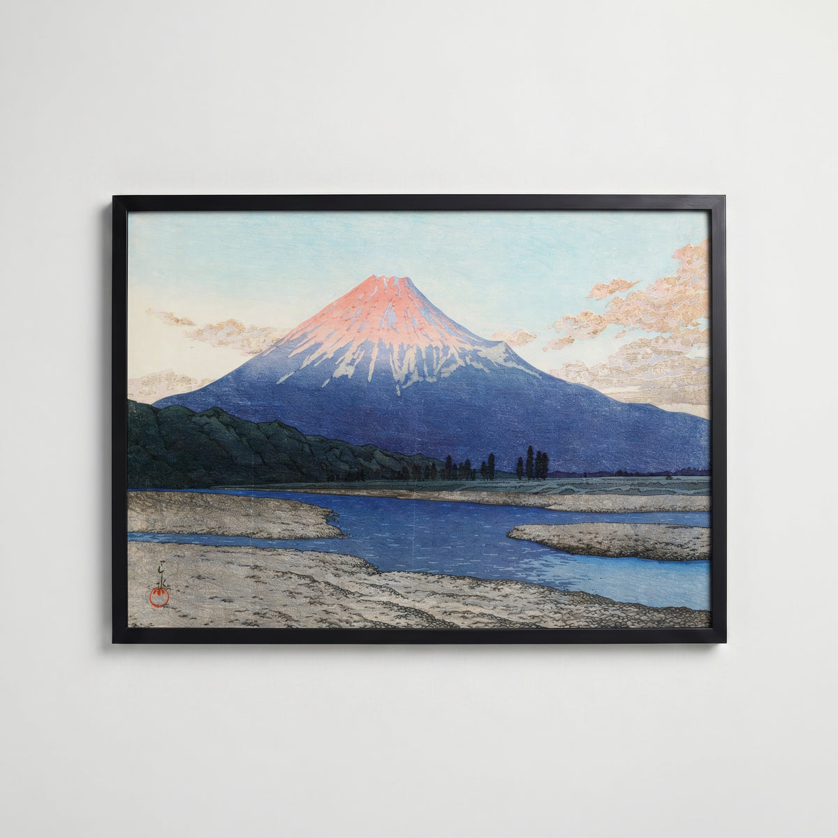Fuji River Hasui Kawase poster visad rakt fram – Posternord affisch i hög tryckkvalitet