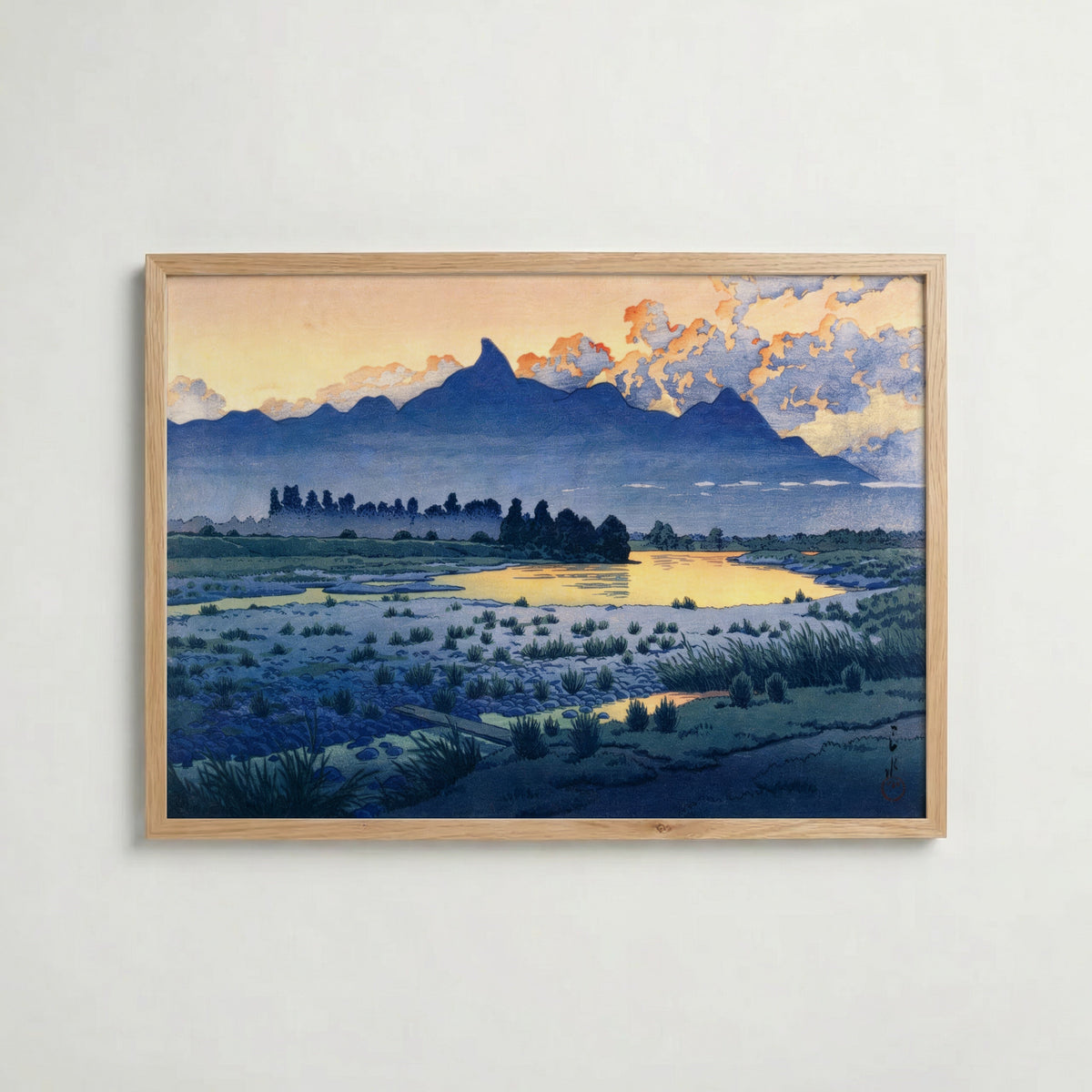 Shikishima Riverbank Hasui – affisch med stilfullt motiv från Posternord i hög kvalitet