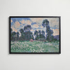 Claude Monet Spring Meadow Giverny 1890 affisch i modern svart ram – stark kontrast och stil, Posternord
