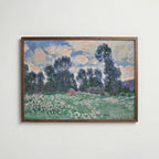Claude Monet Spring Meadow Giverny 1890 affisch i valnötsram – mörkbrun inramning med lyxig känsla, Posternord