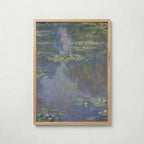 Claude Monet Water Lilies Blue 1907 affisch i ljus ekram med naturligt träutseende – Posternord