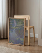 Claude Monet Water Lilies Blue 1907 affisch i ljust och minimalistiskt skandinaviskt vardagsrum – Posternord
