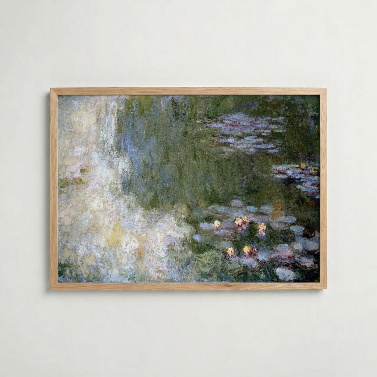 Claude Monet Nymphéas Giverny 1916 affisch i ljus ekram med naturligt träutseende – Posternord