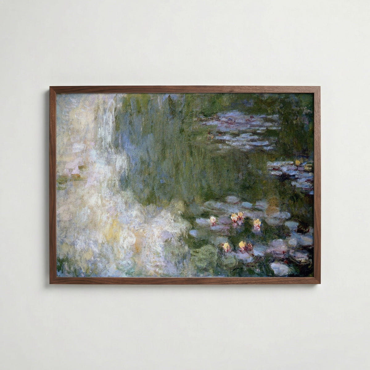 Claude Monet Nymphéas Giverny 1916 affisch i valnötsram – mörkbrun inramning med lyxig känsla, Posternord