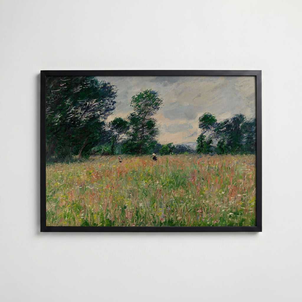 Claude Monet Summer Prairie affisch i modern svart ram – stark kontrast och stil, Posternord