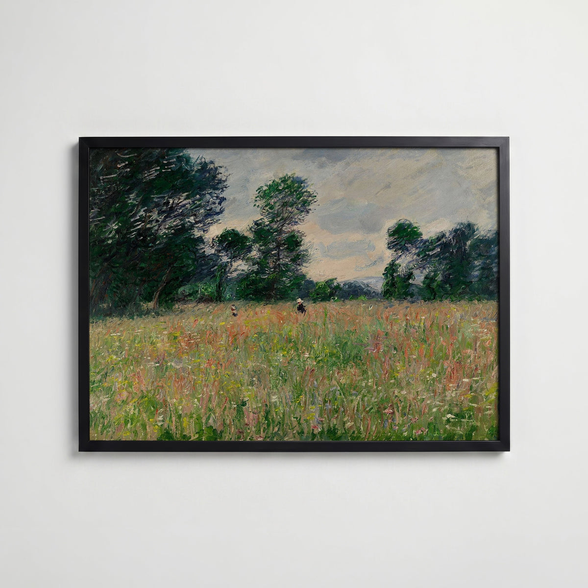 Claude Monet Summer Prairie affisch i modern svart ram – stark kontrast och stil, Posternord