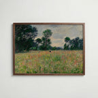 Claude Monet Summer Prairie affisch i valnötsram – mörkbrun inramning med lyxig känsla, Posternord