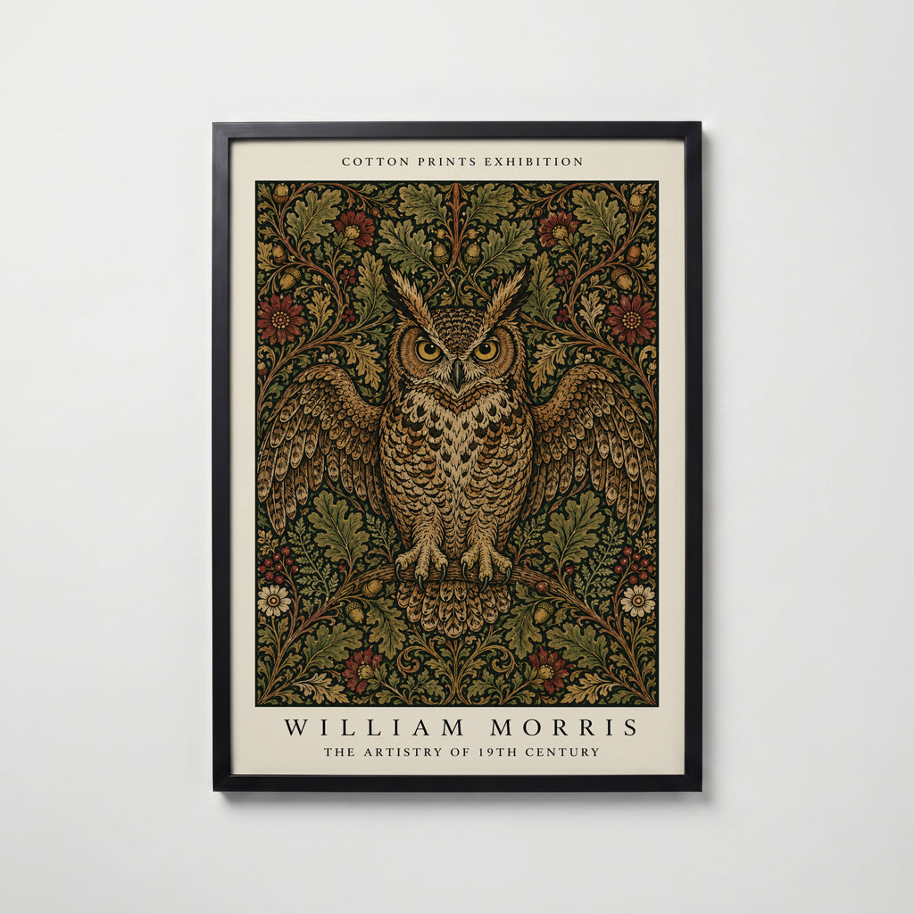Owl in the Oaks William Morris Poster