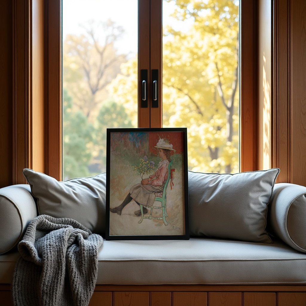 Mockup av Carl Larsson Dagmar Grill affisch på vägg – köp enkelt hos Posternord i hög kvalitet